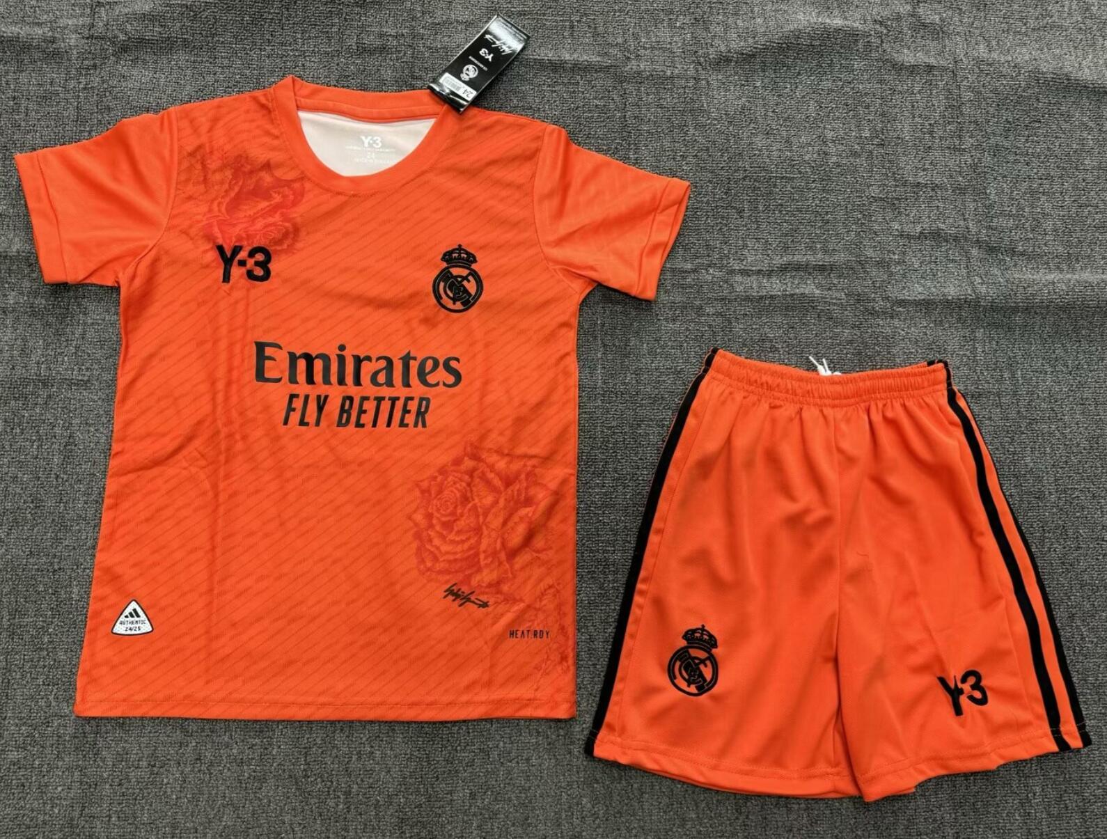 Camiseta Real M adrid Y-3 Portero Naranja 24/25 Niño